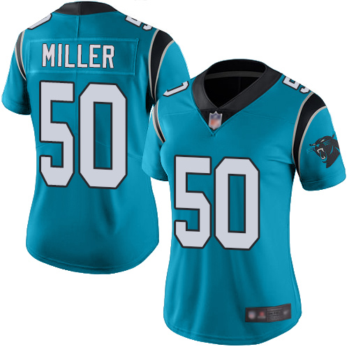 Carolina Panthers Limited Blue Women Christian Miller Jersey NFL Football 50 Rush Vapor Untouchable